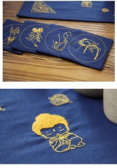 Chinese Fabric Embroidered Coasters and Handmade Tea Mat