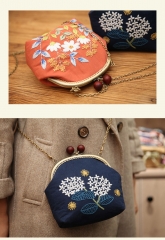 Handmade Embroidered Coin Purse Set with Chain