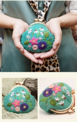 Hand-Embroidered 3D Cloth Coin Purse Tutorial: Unfinished with Drawings