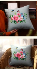 Cross-Stitch Pillow and Car Cushion with Canvas Cotton Linen Fabric and DIY Hand Embroidery Material Kit