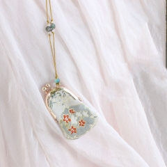 Vintage necklace pouch, Hanfu Chinese clothing accessory, sweater necklace, baby hair and tooth storage bag.