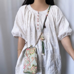 Handcrafted Women Crossbody phone bag with stone beaded chain